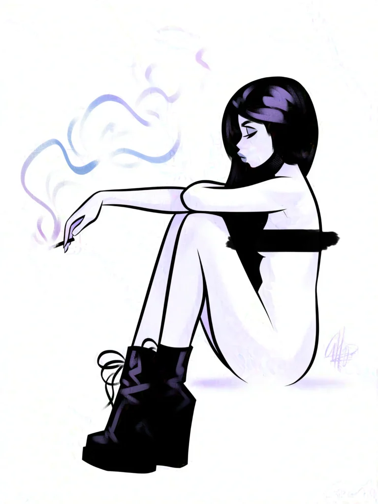 Jessica Jones sits somberly holding a cigarette.